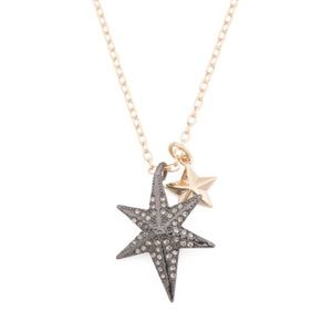 Allsaints Crystal Pave Celestial Charm Double Star Pendant Necklace